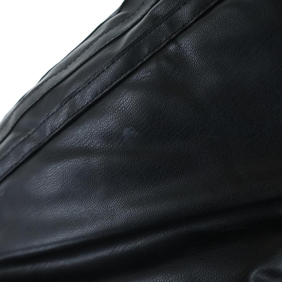 adidas アディダス トレフォイルロゴプレート フェイクレザー ジップアップ ダウンジャケット ブラック レディース JD3790_3
