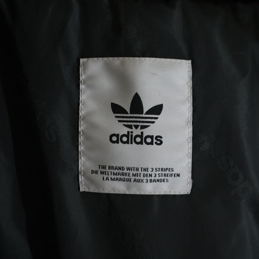 adidas アディダス トレフォイルロゴプレート フェイクレザー ジップアップ ダウンジャケット ブラック レディース JD3790_7