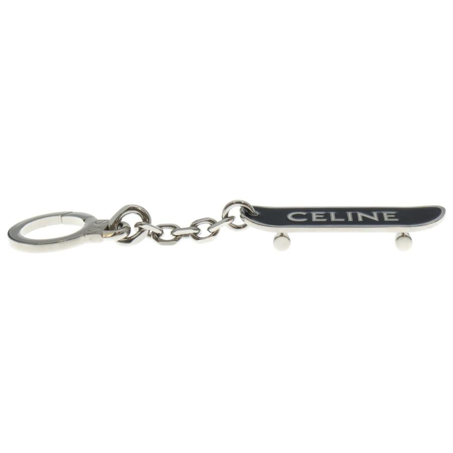 CELINE セリーヌ スケートボード バッグチャーム キーリング キーホルダー ブラック×シルバー CELINE（セリーヌ） スケートボード バッグチャーム キーリング