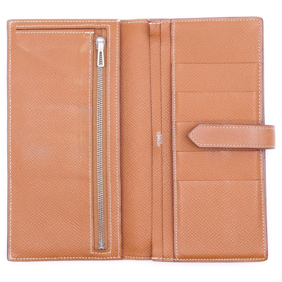 HERMES（エルメス） ベアンスフレ ゴールド エプソン 長財布 シルバー