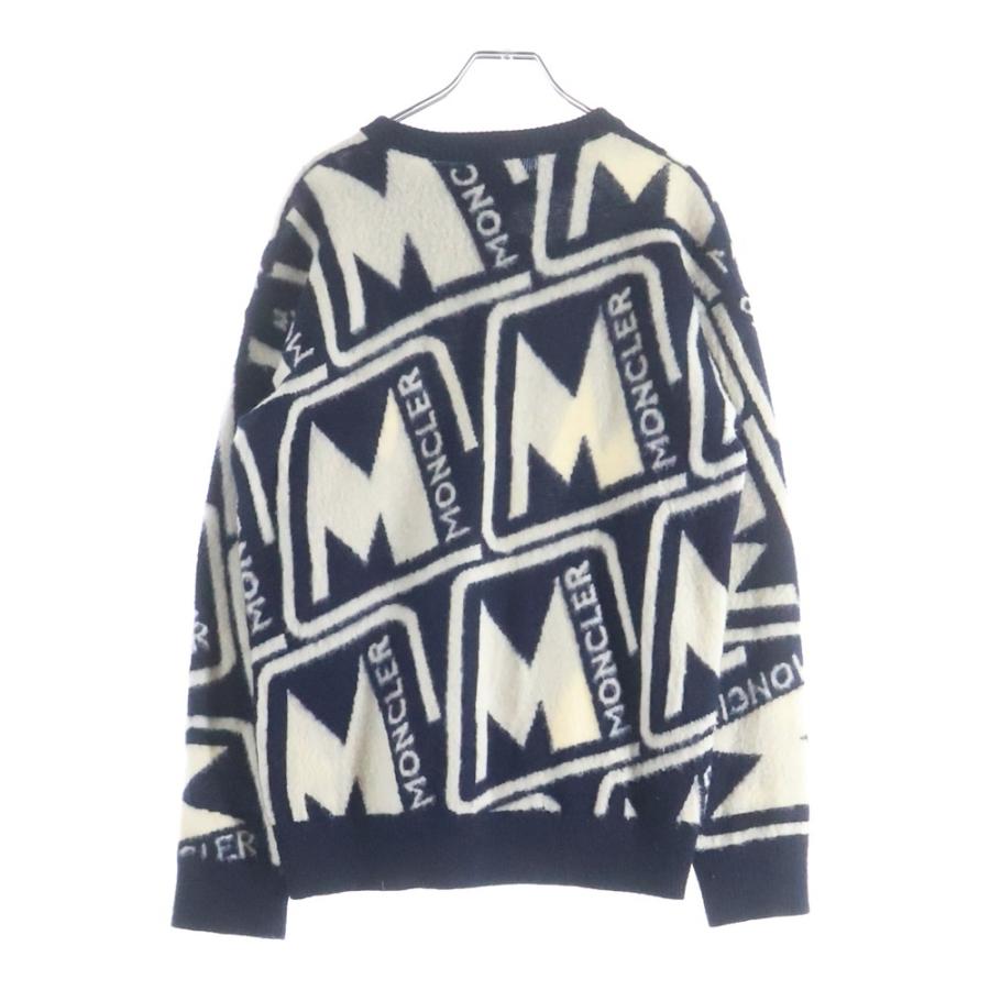 MONCLER（モンクレール） クルーネック総柄ニットセーター ネイビー 