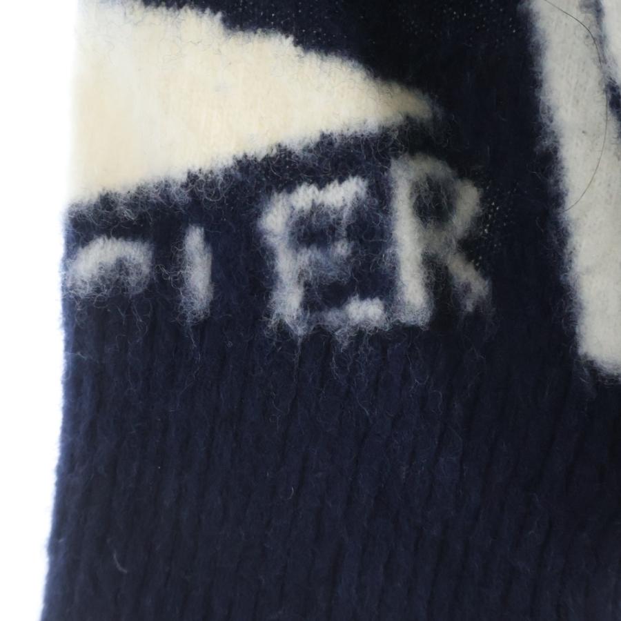 MONCLER（モンクレール） クルーネック総柄ニットセーター ネイビー 