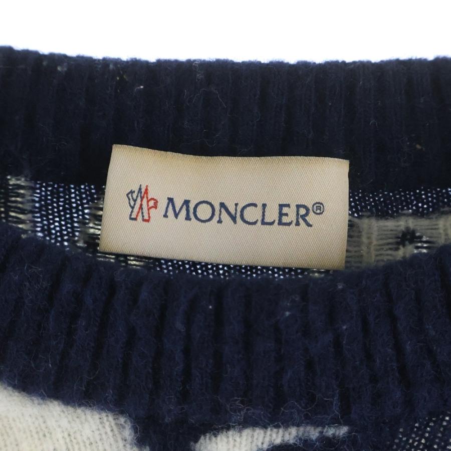 MONCLER（モンクレール） クルーネック総柄ニットセーター ネイビー 