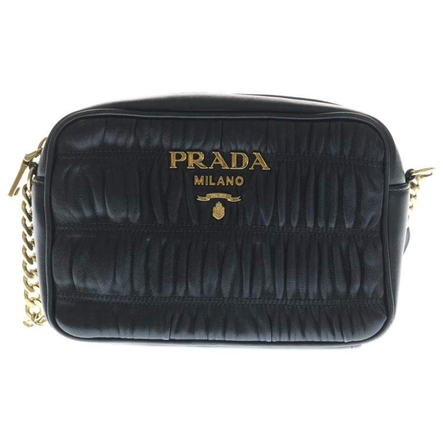 PRADA プラダ ナッパゴーフル ショルダーバッグ ミニバッグ チェーンバッグ ブラック レザー 1BH112 ゴールド金具 PRADA（プラダ） ナッパゴーフル ショルダーバッグ ミニバッグ