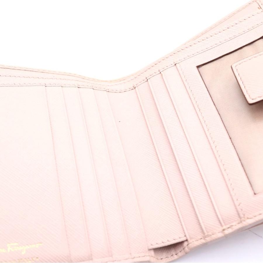Salvatore Ferragamo サルヴァトーレ フェラガモ ヴァラリボン レザー コンパクトウォレット 二つ折り財布 ゴールド金具 ピンク FERRAGAMO（フェラガモ） Salvatore Ferragamo サルヴァトーレ ヴァラ