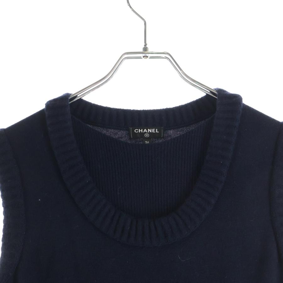 CHANELブラック ノースリーブ ニットワンピース CHANEL（シャネル） ノースリーブニットワンピース ネイビー 36 P59810