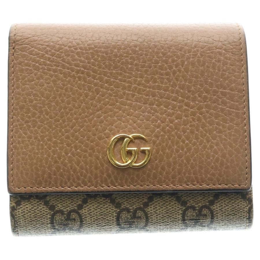 GUCCI グッチ GGマーモント GGスプリーム レザー コンパクトウォレット 三つ折り財布 ベージュ 598587 GUCCI（グッチ） GGマーモント GGスプリーム レザー コンパクト