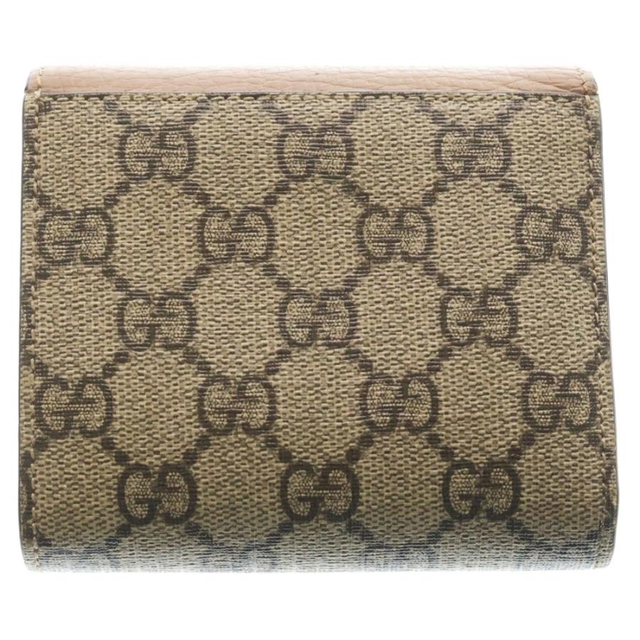 GUCCI グッチ GGマーモント GGスプリーム レザー コンパクトウォレット 三つ折り財布 ベージュ 598587 GUCCI（グッチ） GGマーモント GGスプリーム レザー コンパクト