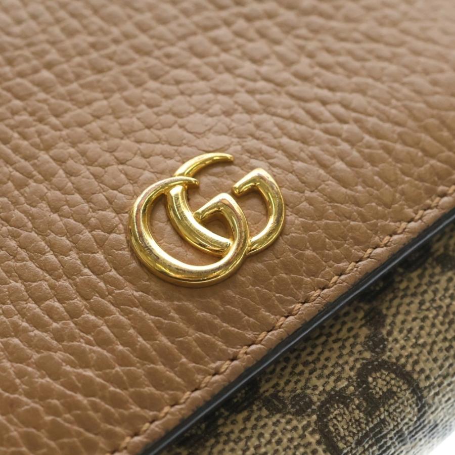 GUCCI グッチ GGマーモント GGスプリーム レザー コンパクトウォレット 三つ折り財布 ベージュ 598587 GUCCI（グッチ） GGマーモント GGスプリーム レザー コンパクト