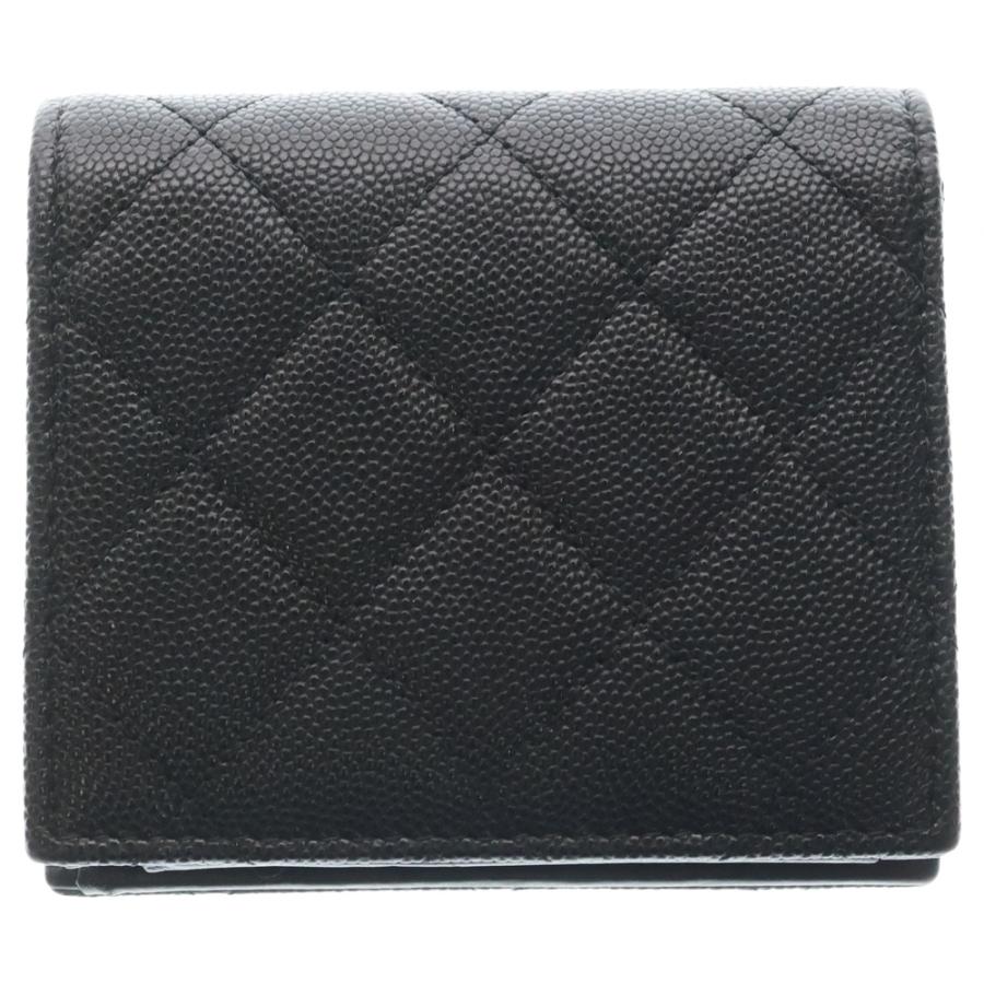 CHANEL 二つ折り財布 コンパクト　マトラッセ　キャビアスキン CHANEL（シャネル） マトラッセ 二つ折り財布 カードケース コンパクト