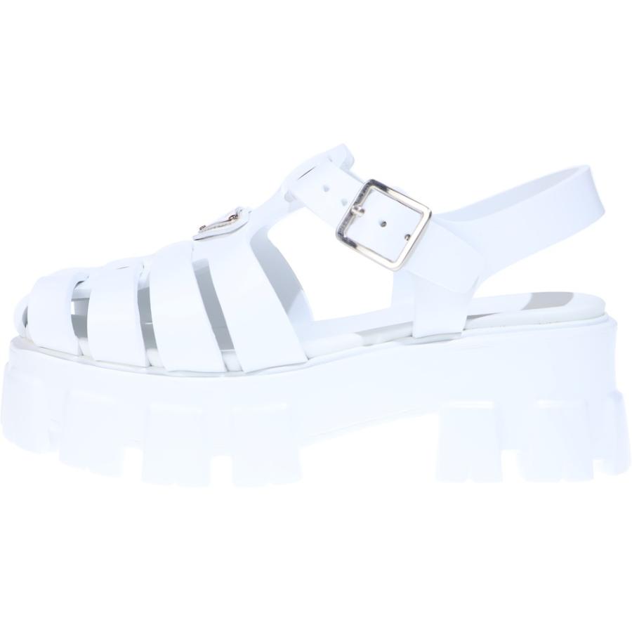 PRADA（プラダ） モノリス ラバーサンダル ホワイト レザー 靴 : BRING