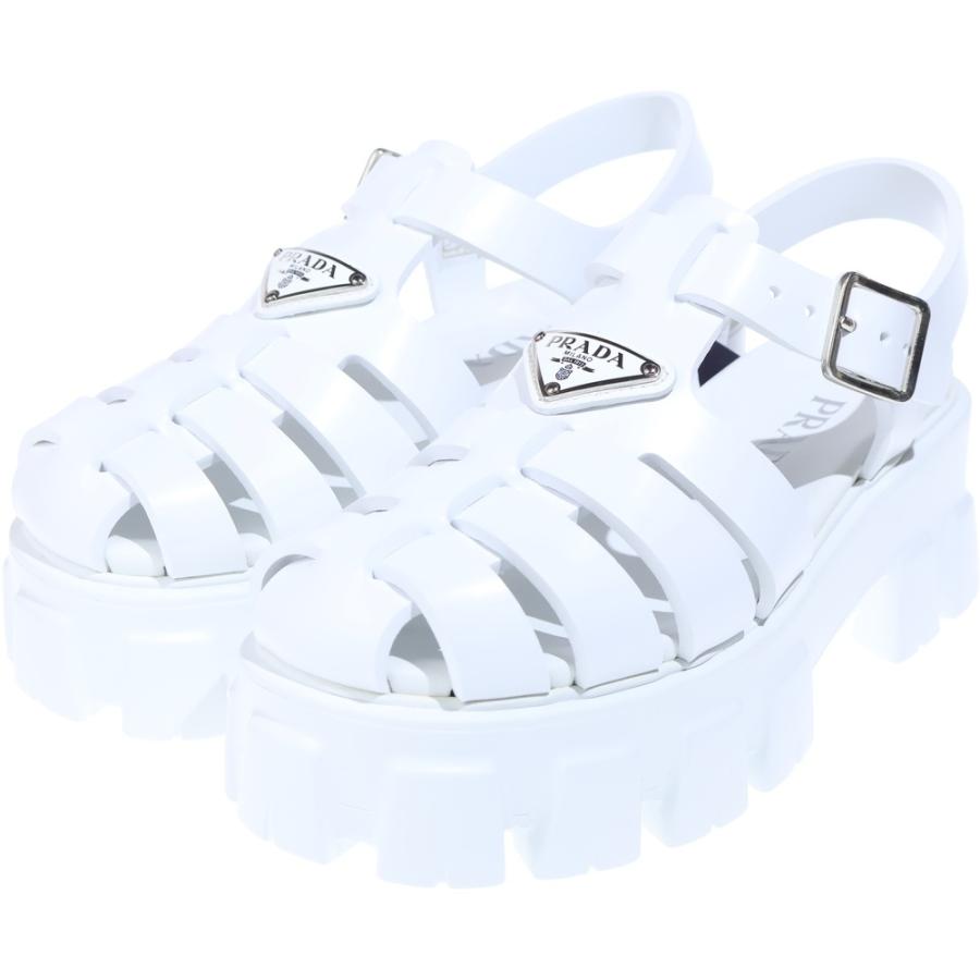 PRADA（プラダ） モノリス ラバーサンダル ホワイト レザー 靴 : BRING