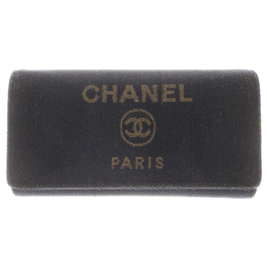 CHANEL シャネル ドーヴィル 二つ折り長財布 ネイビー コットン ロングウォレット CHANEL（シャネル） ドーヴィル 二つ折り長財布 ネイビー コットン