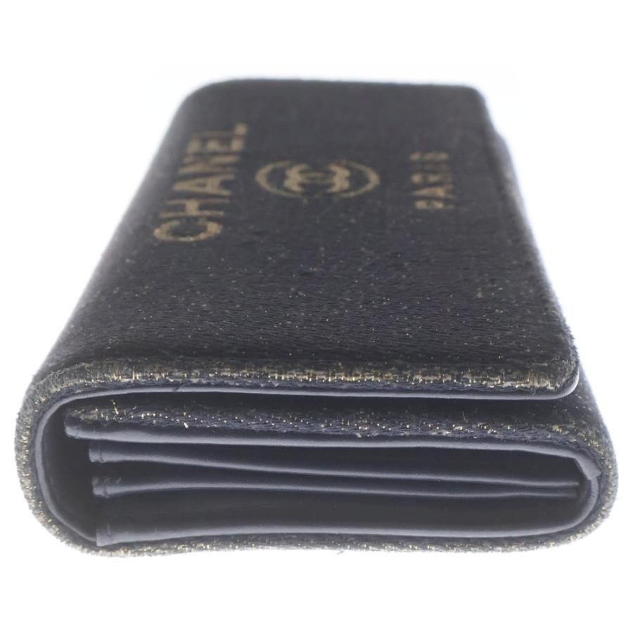 CHANEL（シャネル） ドーヴィル 二つ折り長財布 ネイビー コットン 