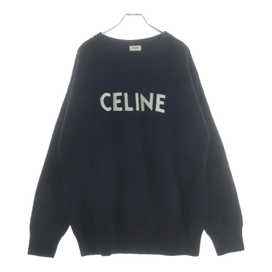 CELINE セリーヌ 21AW Embroidery Over Size Sweater ロゴエンブロイダリー オーバーサイズニットセーター ブラック 2A19R423P CELINE（セリーヌ） 21AW Embroidery Over Size Sweater ロゴエン