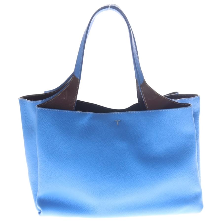 TOD'Sトートバッグ ブルー 美品 sale！59,000→50,000 TOD'S（トッズ） Tタイムレス ミディアム トートバッグ ハンドバッグ