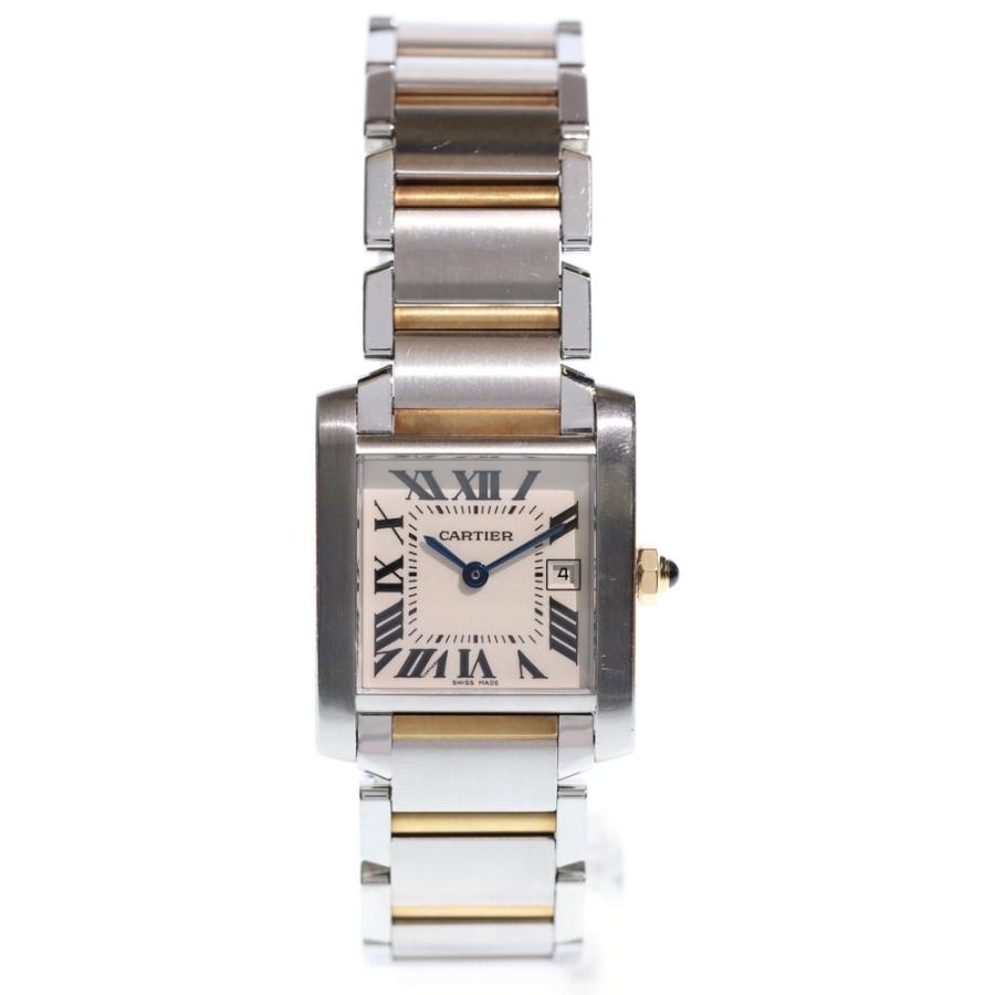 カルティエ Cartier 腕時計 タンク フランセーズ MM W51012Q4 スクエア アイボリー文字盤 ローマンインデックス デイト K18YG SS クオーツアナログ 【中古】 Cartier（カルティエ） W51012Q4 タンクフランセーズMM アイボリー文字