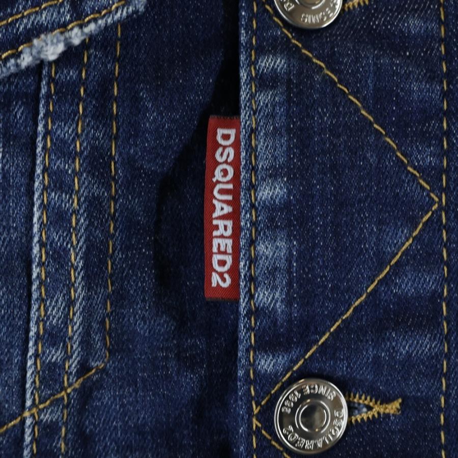 DSQUARED2 ディースクエアード ペイント加工 デニム トラッカージャケット インディゴ S74AM1360 DSQUARED2（ディースクエアード） ペイント加工 デニム トラッカー