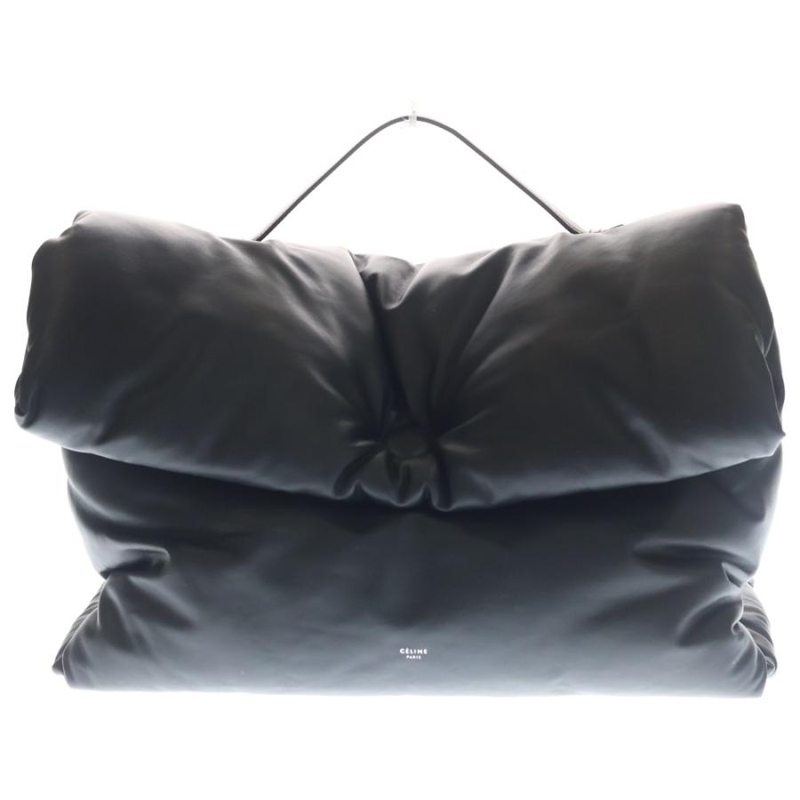 CELINE（セリーヌ） ピローバッグ レザー 中綿 ハンドバッグ ブラック 
