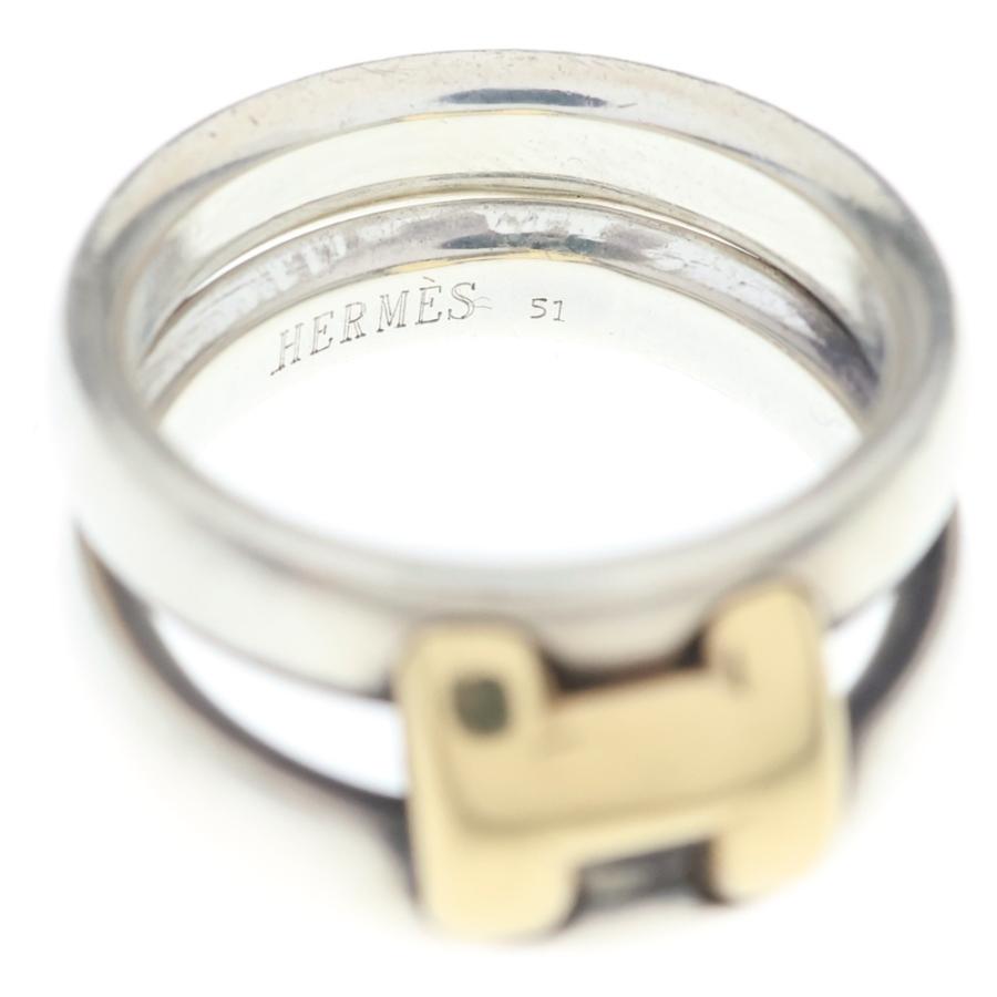 HERMES エルメス オランプ リング シルバー×ゴールド 925×750 #9 9.0g