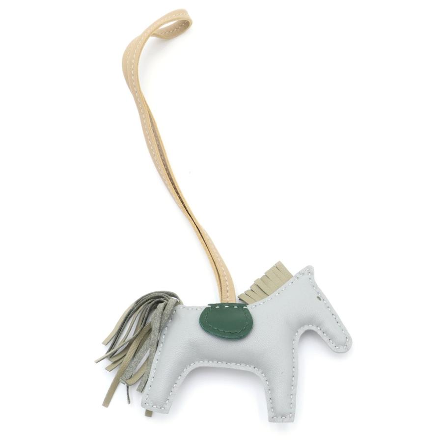 HERMES エルメス ロデオチャームPM ブルーグラシエ×セージ×ヴェールアングラス アニョーミロ グレー×グリーン×ベージュ レザー A刻印の画像