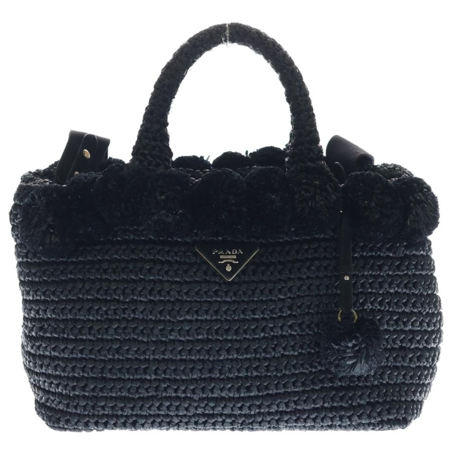 PRADA（プラダ） ラフィア ポンポン 2WAYハンドバッグ ショルダー
