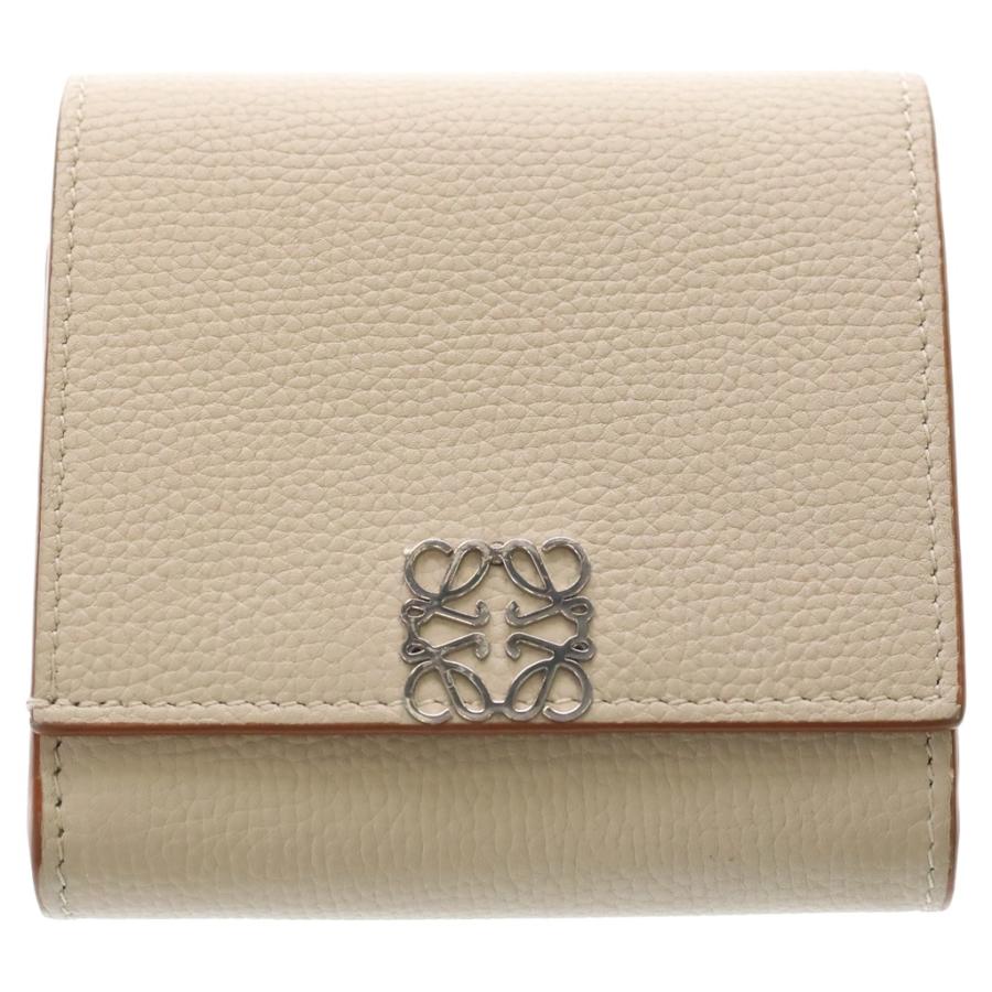 ◇ロエベ◇レザー/アナグラム/コンパクトウォレット/二つ折り財布/LOEWE LOEWE（ロエベ） アナグラムロゴプレート トライフォールド レザー