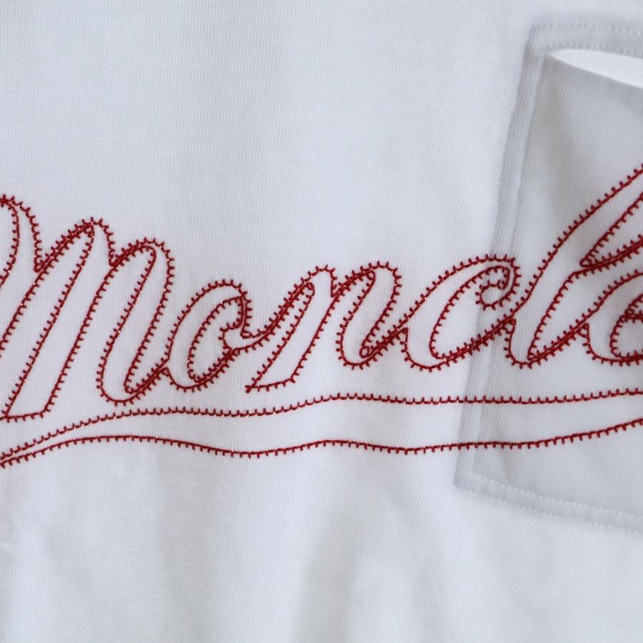 MONCLER（モンクレール） ロゴ刺繍 クルーネック 半袖Tシャツ ホワイト
