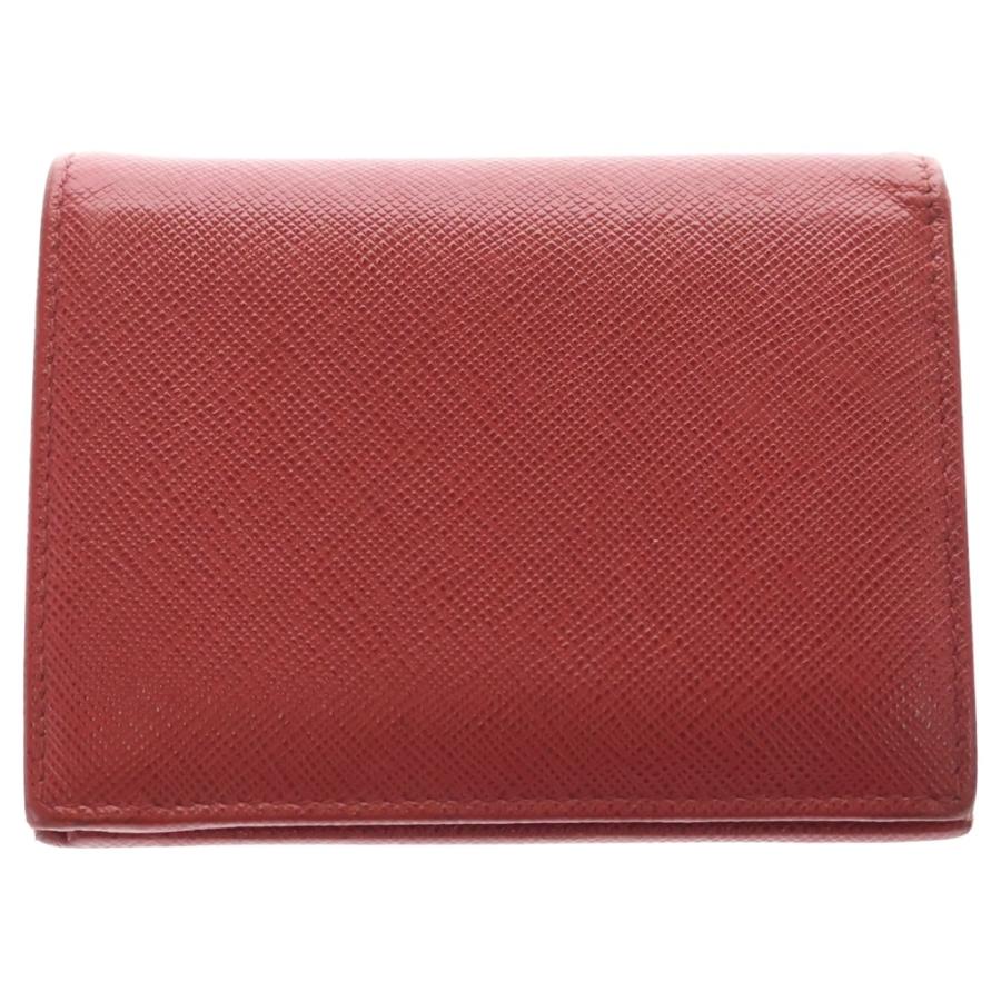 PRADA（プラダ） サフィアーノ コンパクトウォレット レッド レザー 二