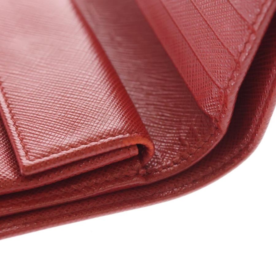 PRADA プラダ サフィーノレザー コンパクトウォレット レッド 1MV204 PRADA（プラダ） サフィアーノ コンパクトウォレット レッド レザー 二