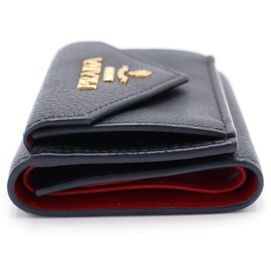 PRADA プラダ 三つ折り財布 サフィアーノ 黒×赤 PRADA（プラダ） サフィアーノ レザー 三つ折り財布 コンパクト