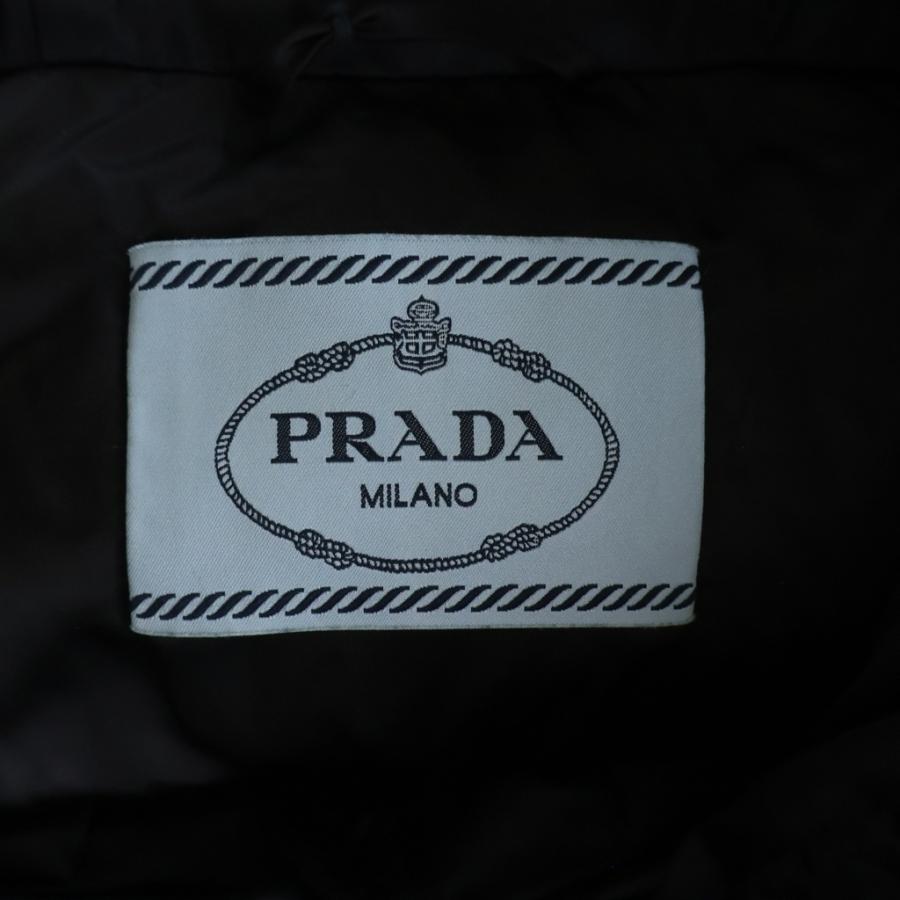 PRADA（プラダ） ロゴプレート ファーフード ダウンコート ネイビー