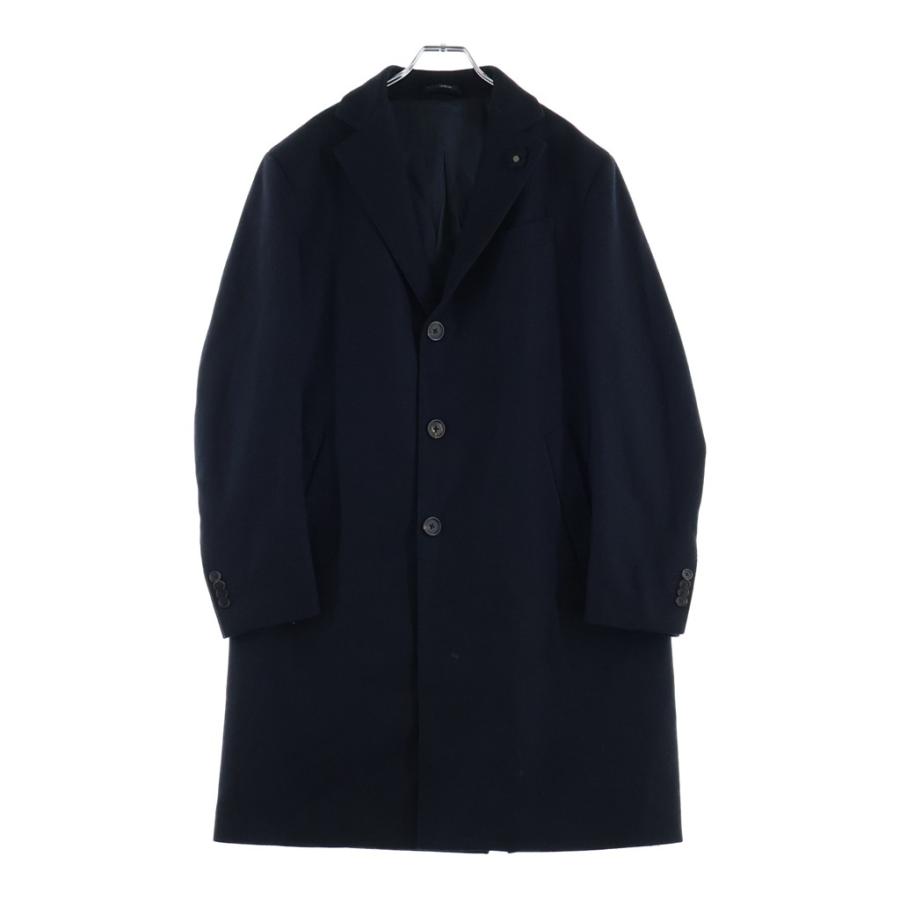 <美品>LARDINI ネイビー ウール チェスターコート ブートニエール 46 LARDINI（ラルディーニ） ブートニエール チェスターコート ロング