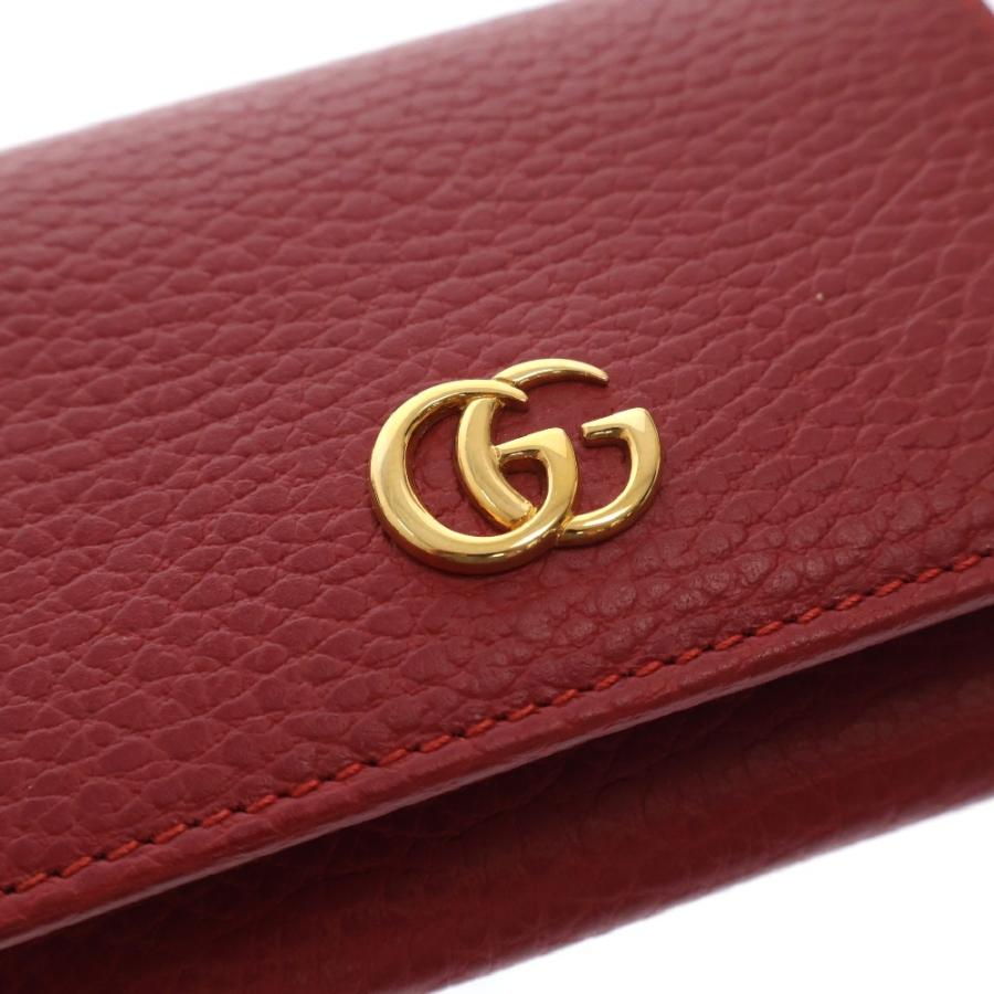 GUCCI マーモント 名刺入れ 赤 GUCCI（グッチ） GGマーモント カードケース レッド レザー 名刺入れ