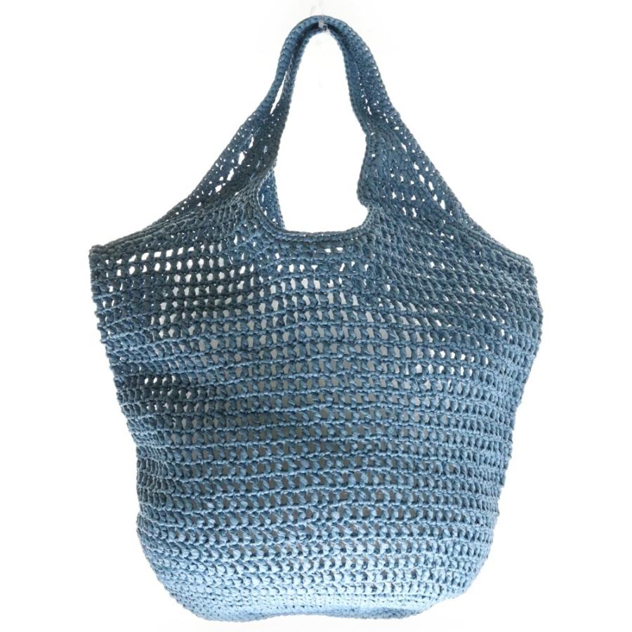 PRADA クロシェ　ラフィアトート ☆Prada☆ロゴ入り ラフィア風 クロシェ トートバッグ (PRADA/かご