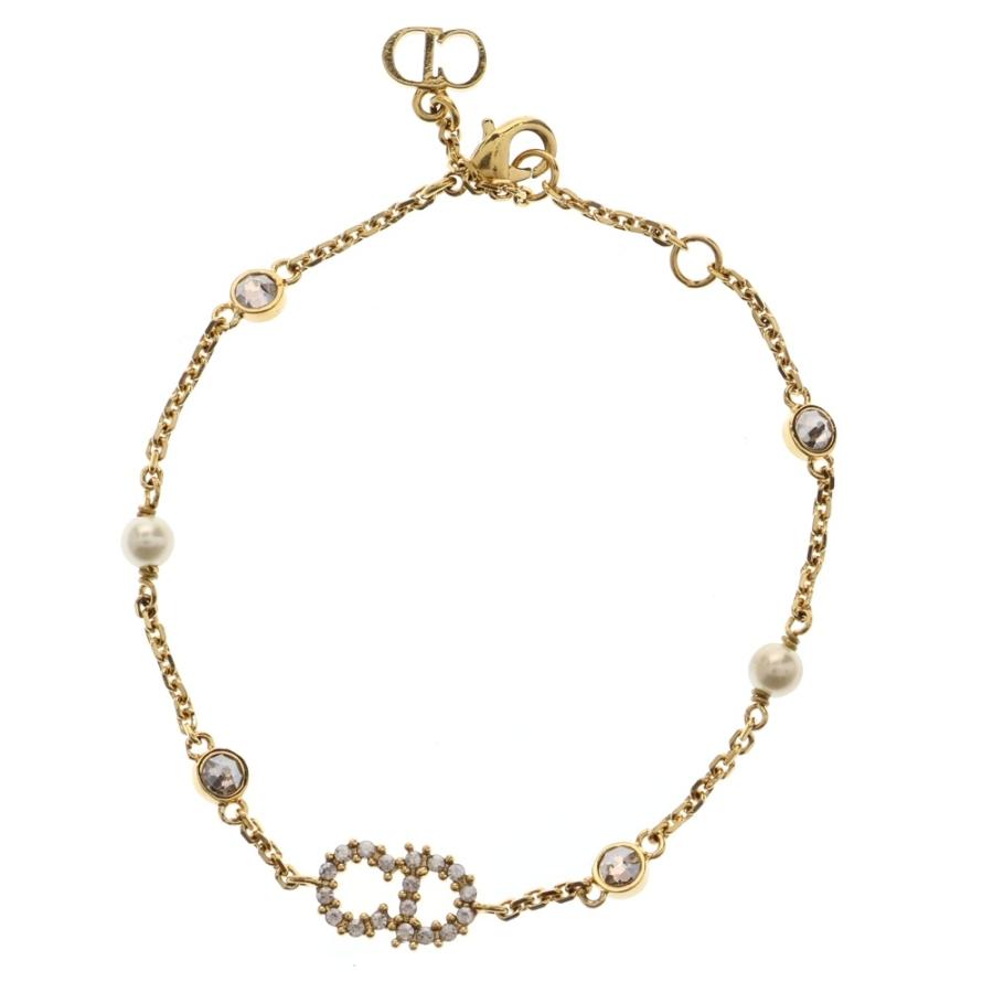 美品 Dior ディオール CD ロゴ ストーン ゴールド ブレスレット Christian Dior クリスチャンディオール CDロゴ ブレスレット