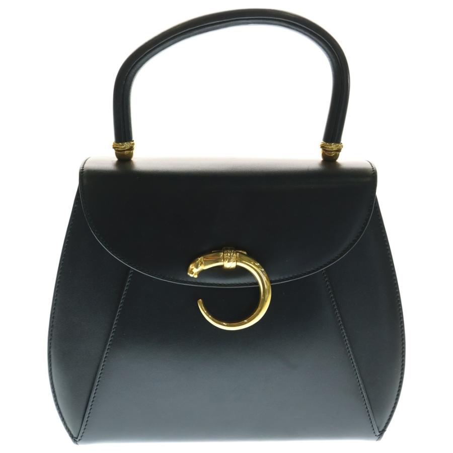 カルティエ パンテール レザー ハンドバック Cartier（カルティエ） パンテール レザー ハンドバッグ ゴールド金具