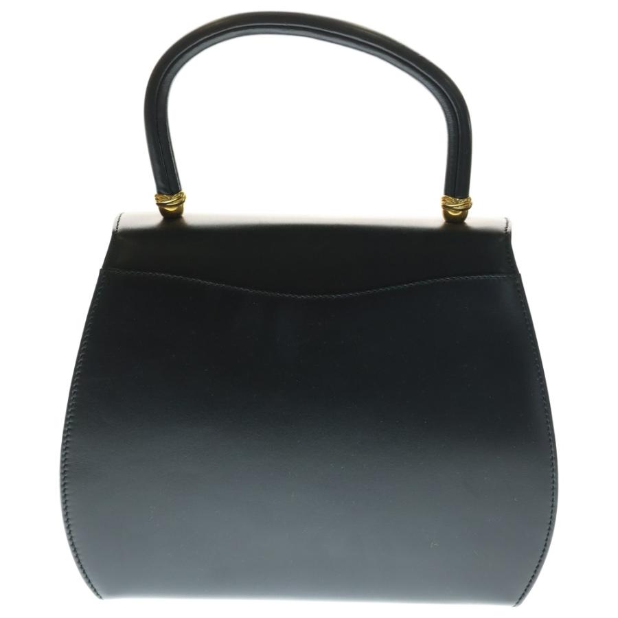 【ヴィンテージ希少品・美品】Cartier ブラック ハンドバッグ ゴールド金具 Cartier（カルティエ） パンテール レザー ハンドバッグ ゴールド金具