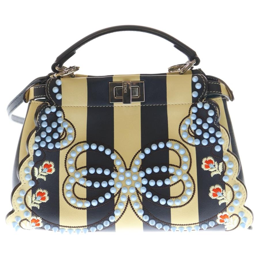 FENDI（フェンディ） ピーカブーミニ 2WAY フラワー刺繍 スタッズ