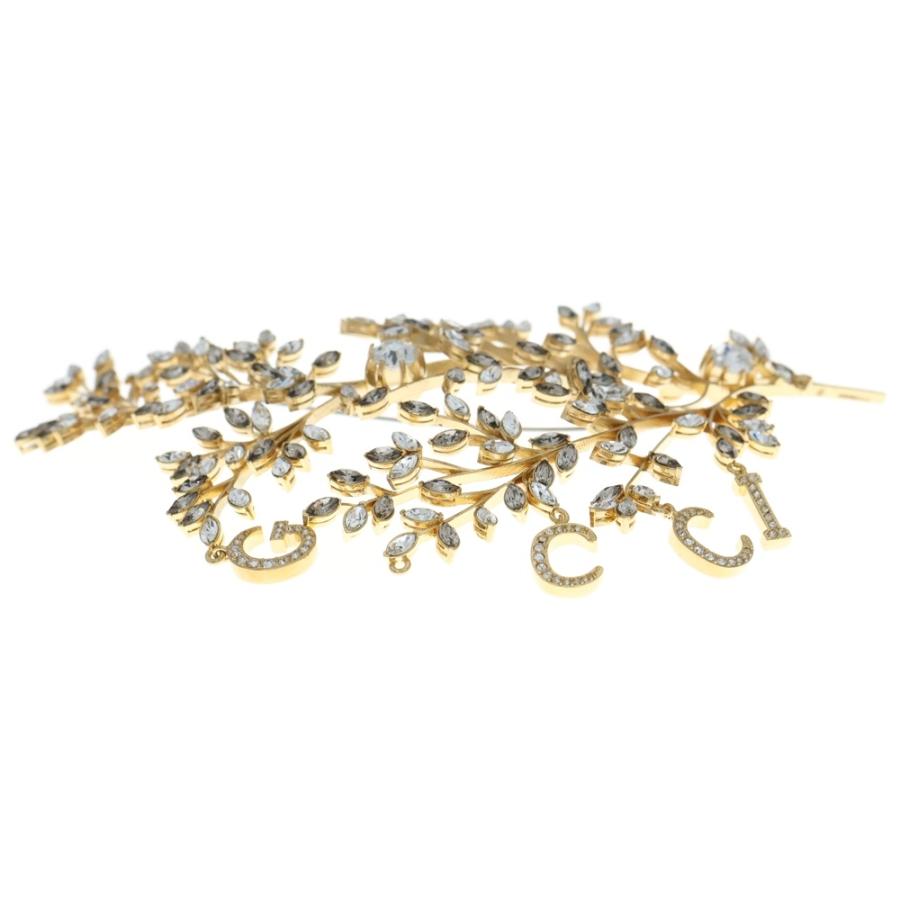 GUCCI（グッチ） クリスタルブローチ ラインストーン ゴールド GP
