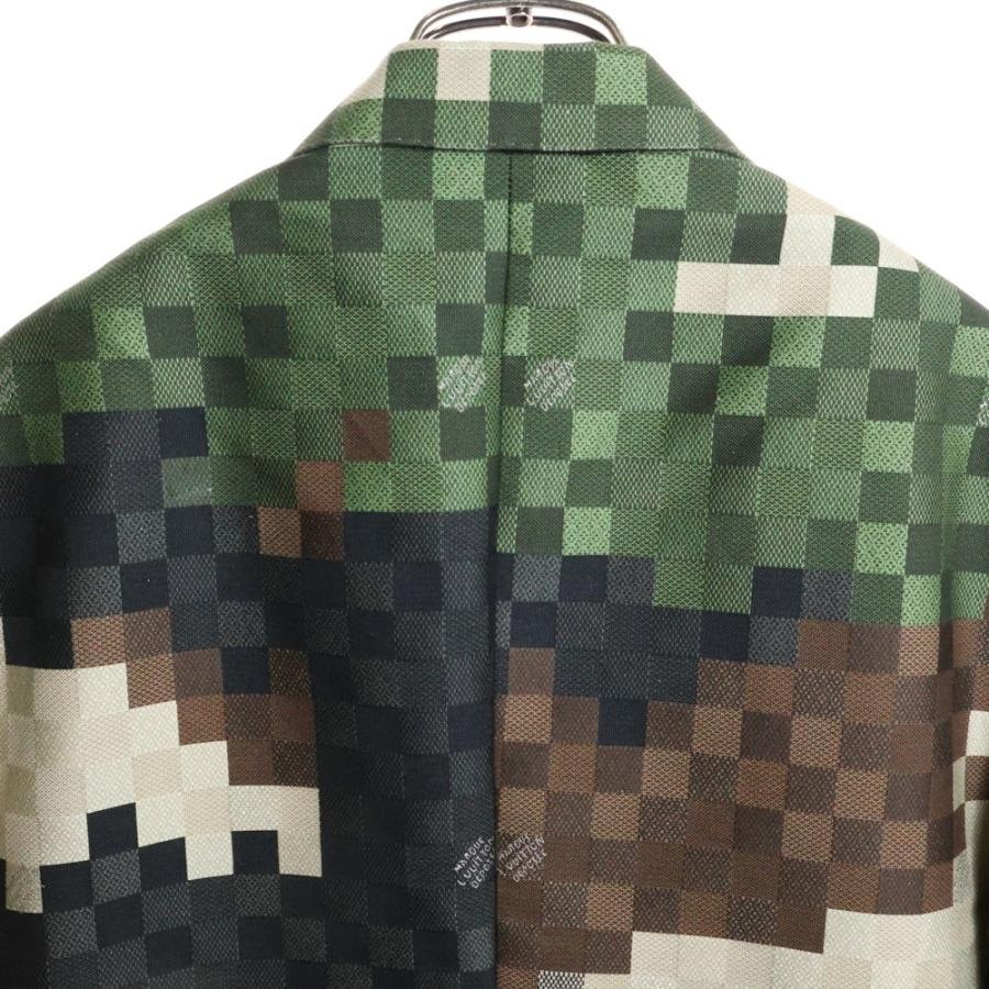 LOUIS VUITTON ルイヴィトン 24SS ダモフラージュ ダミエ ピクセル 迷彩 カモフラ総柄 2B テーラードジャケット ベージュ/カーキ RM241 HSB HQJ60E LOUIS VUITTON（ルイ・ヴィトン） 24SS ダモフラージュ ダミエ