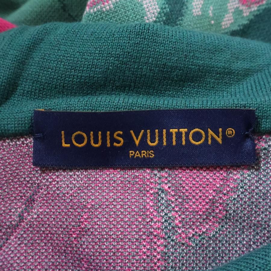 LOUIS VUITTON ルイヴィトン 23AW グラフィック ロゴ ジャガード プルオーバー パーカー フーディー グリーン/ピンク RM232M ZLW HPN33W LOUIS VUITTON ルイヴィトン 23AW グラフィック ロゴ ジャガード プル