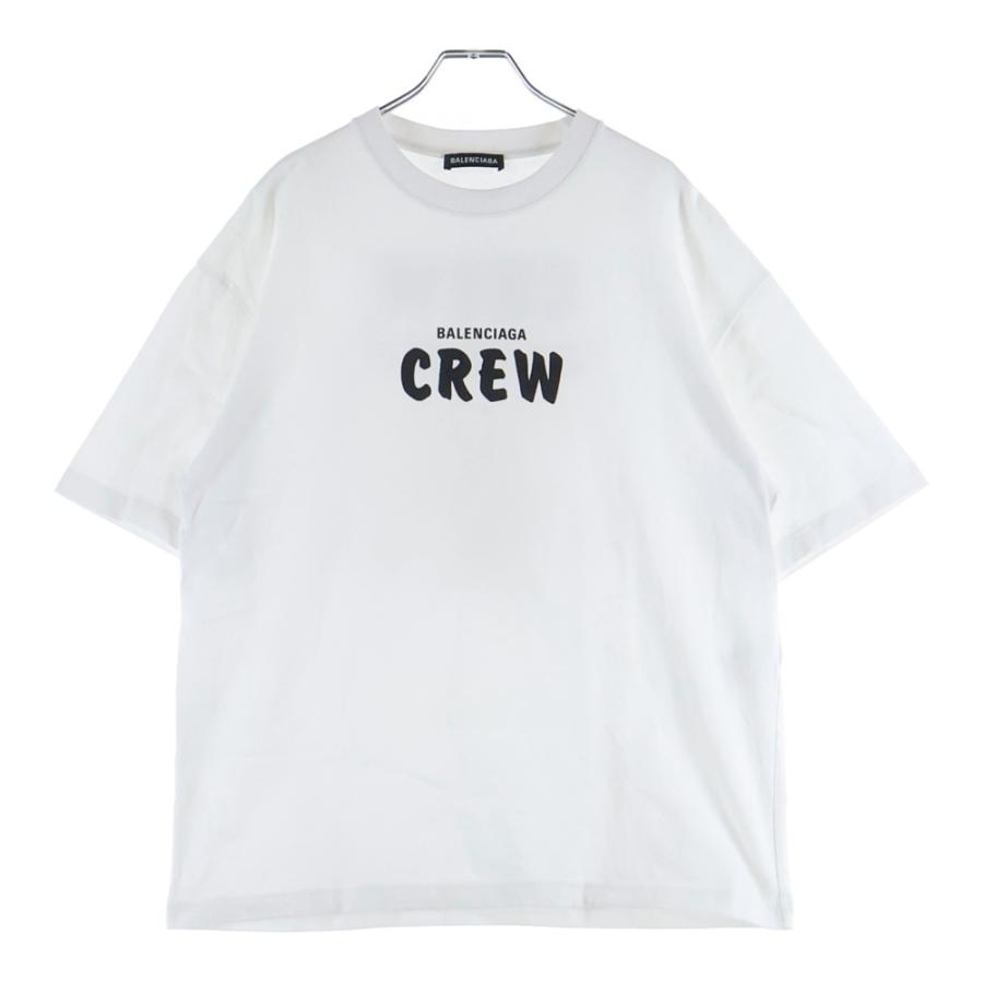 BALENCIAGA バレンシアガ バックロゴプリント クルーネック 半袖Tシャツ カットソー ホワイト 612966 BALENCIAGA（バレンシアガ） 20SS CREWプリント クルーネック 半袖T