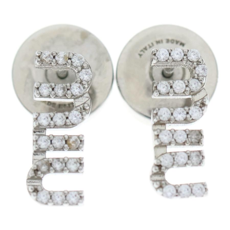 MIU MIU ロゴ ラウンド ピアス シルバー ほぼ未使用 miumiu ミュウミュウ ロゴピアス ラインストーン シルバー : BRING