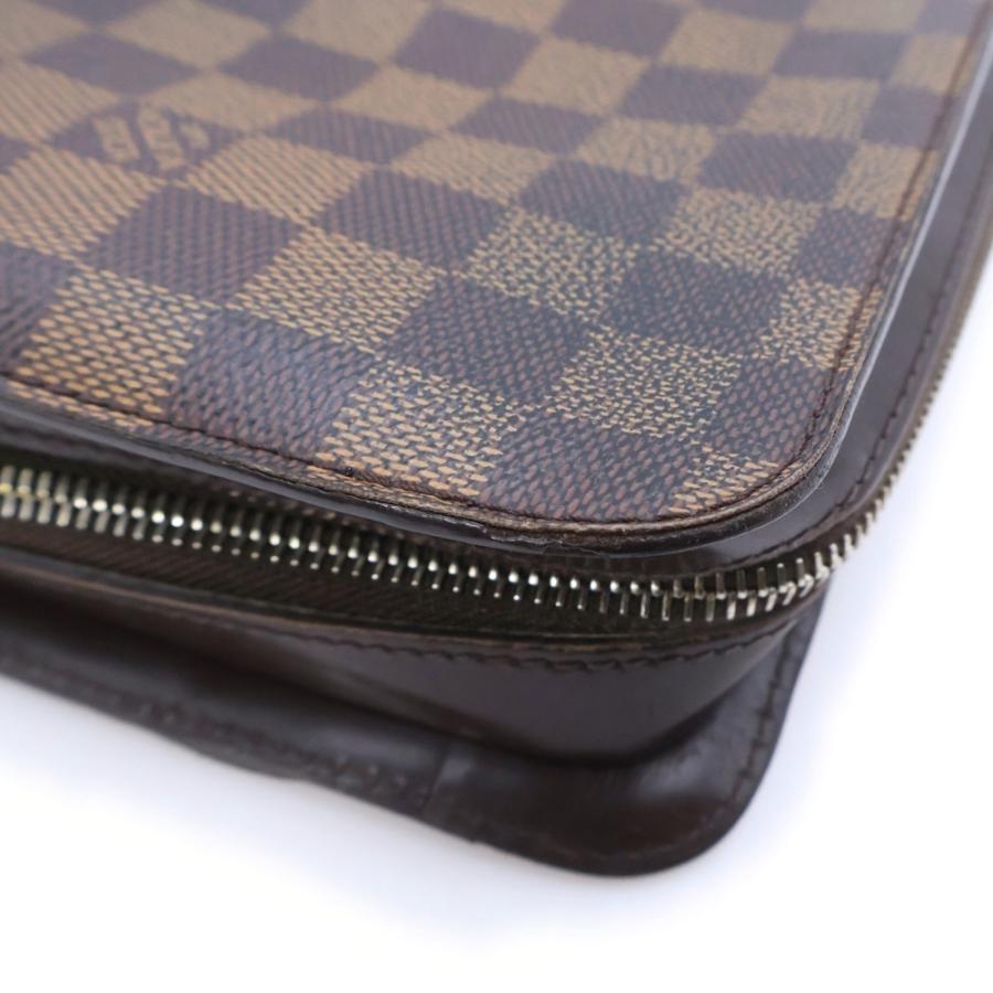 LOUIS VUITTON ルイヴィトン ルイヴィトン ダミエ サンルイ セカンドバッグ ケース ポーチ ブラウン レザー×PVC N51993 ゴールド金具_3
