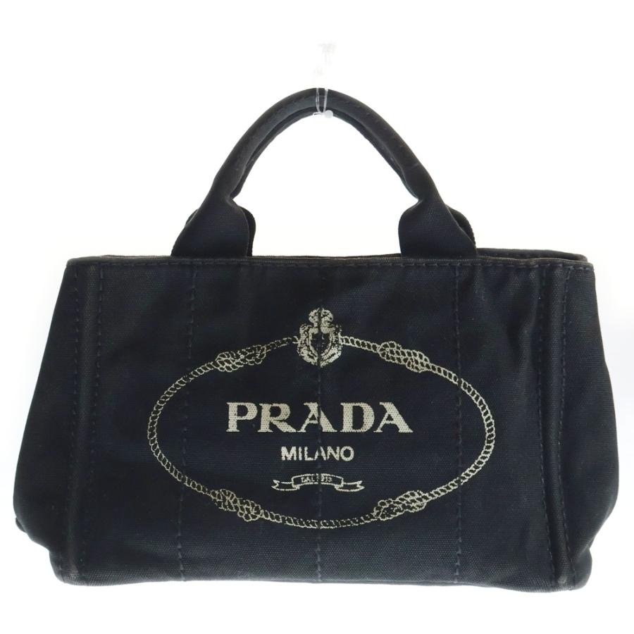 【美品✨】PRADA カナパ ミニ トートバッグ ハンドバッグ キャンバス 黒 PRADA（プラダ） カナパ ミニ ハンドバッグ トートバッグ キャンパス