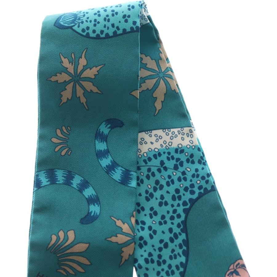 HERMES（エルメス） ツイリー レオパード シルクスカーフ ターコイズ