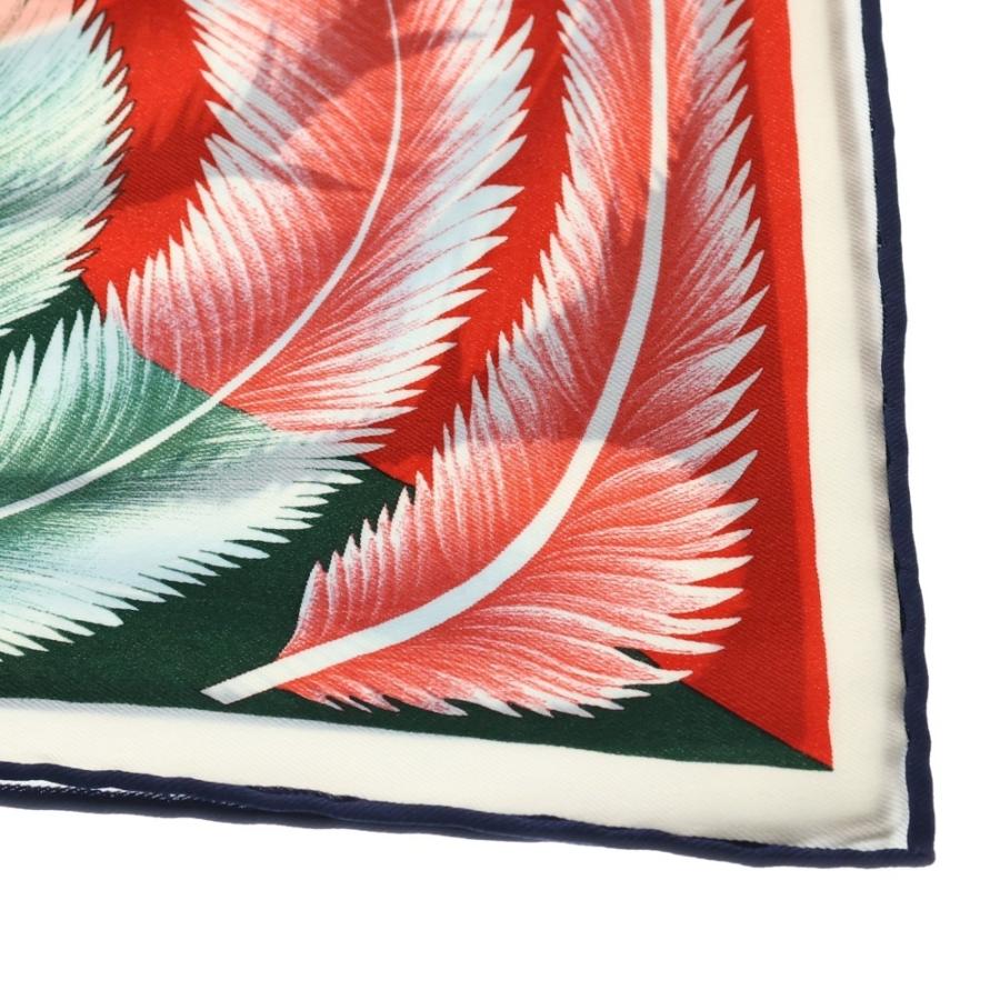 【正規】HERMESカレ70 BRAZILブラジル レッド✖マルチカラー シルク HERMES（エルメス） カレ70 A la Plume フェザー 羽 シルクスカーフ