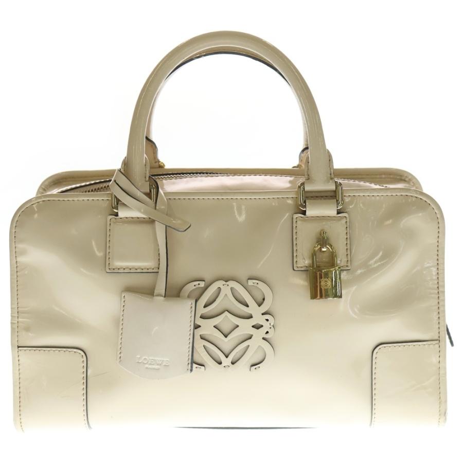 LOEWE（ロエベ） アマソナ28 ベージュ エナメル ハンドバッグ : BRING
