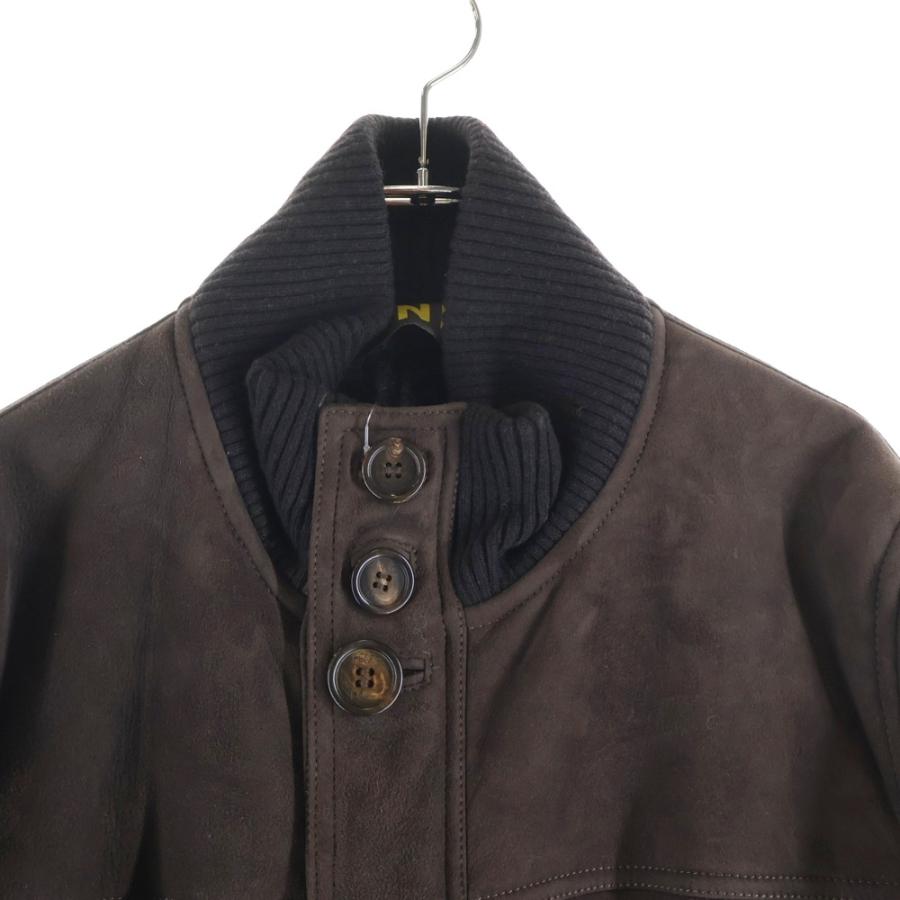 FENDI フェンディ ズッカ総柄ライニング スタンドカラー ムートン コート ブラウン_2